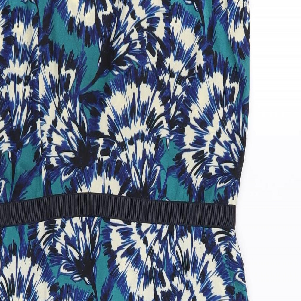 Clements Ribeiro Womens Blue Floral Chiffon A-Line  Size 12
