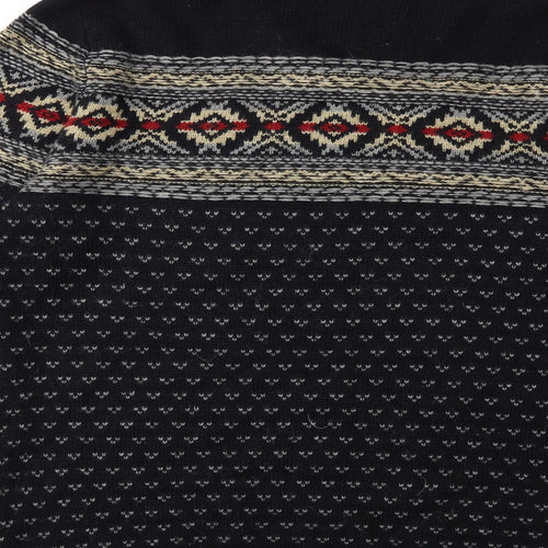 Easy Mens Black Striped Knit Pullover Jumper Size L