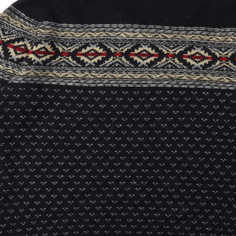 Easy Mens Black Striped Knit Pullover Jumper Size L