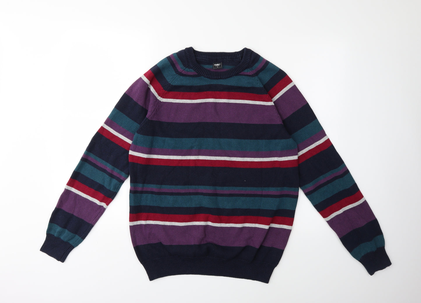 Cotton Traders Mens Blue Striped  Pullover Jumper Size M