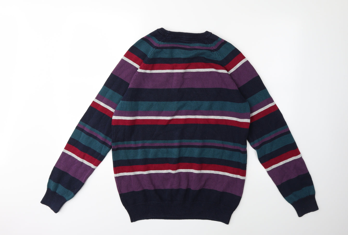 Cotton Traders Mens Blue Striped  Pullover Jumper Size M