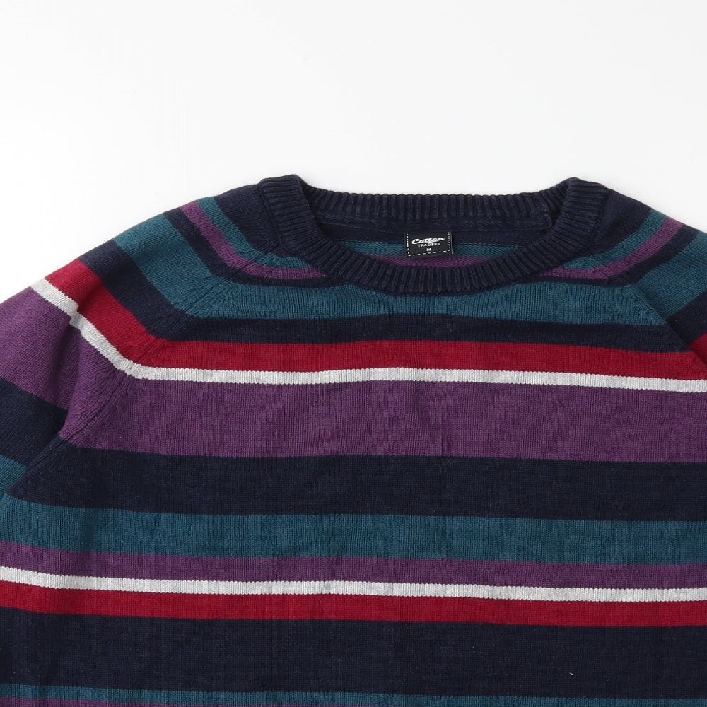 Cotton Traders Mens Blue Striped  Pullover Jumper Size M