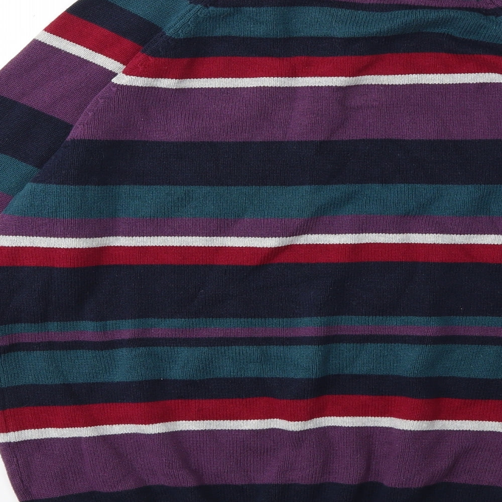 Cotton Traders Mens Blue Striped  Pullover Jumper Size M