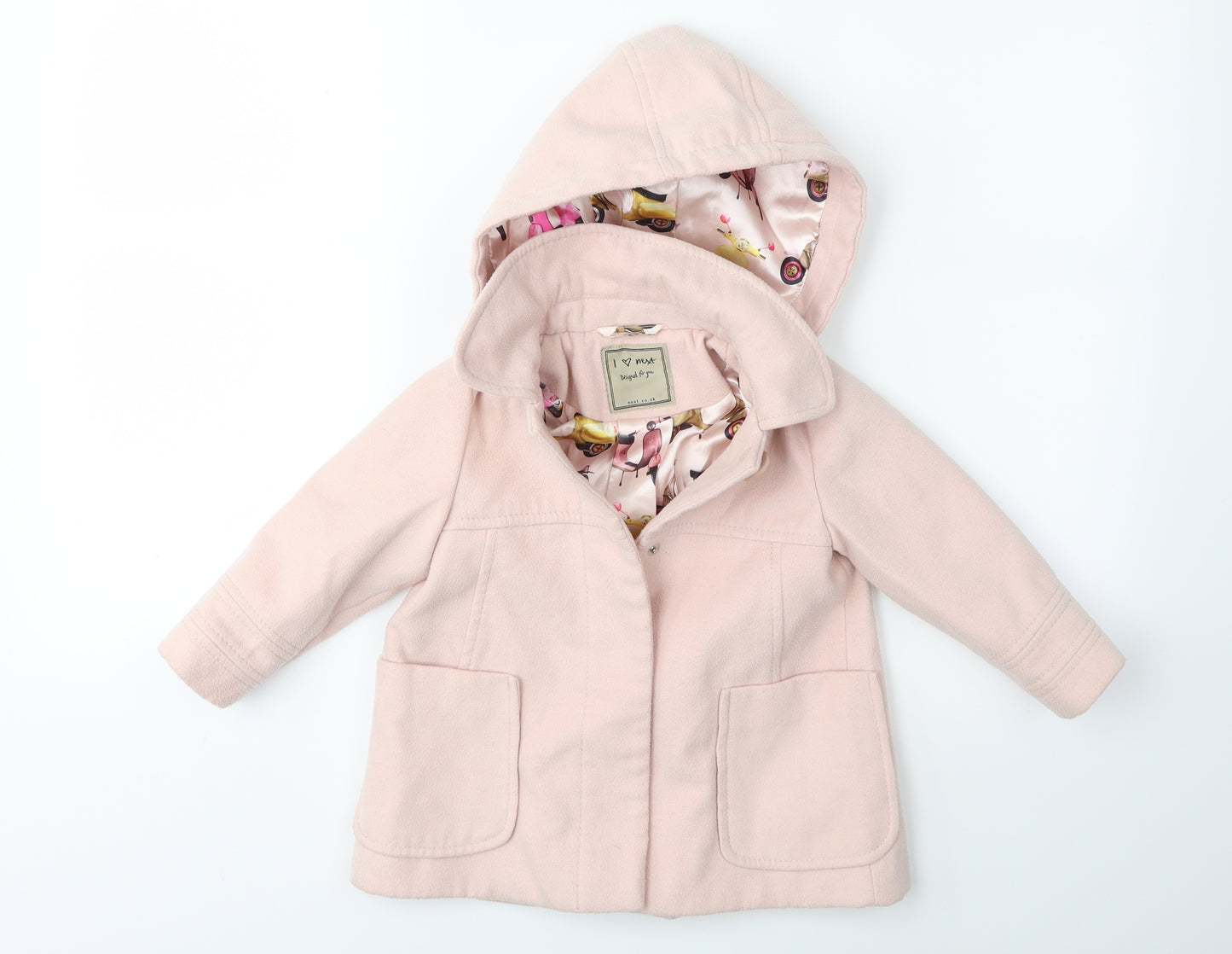 NEXT Girls Pink   Overcoat Coat Size 2 Years