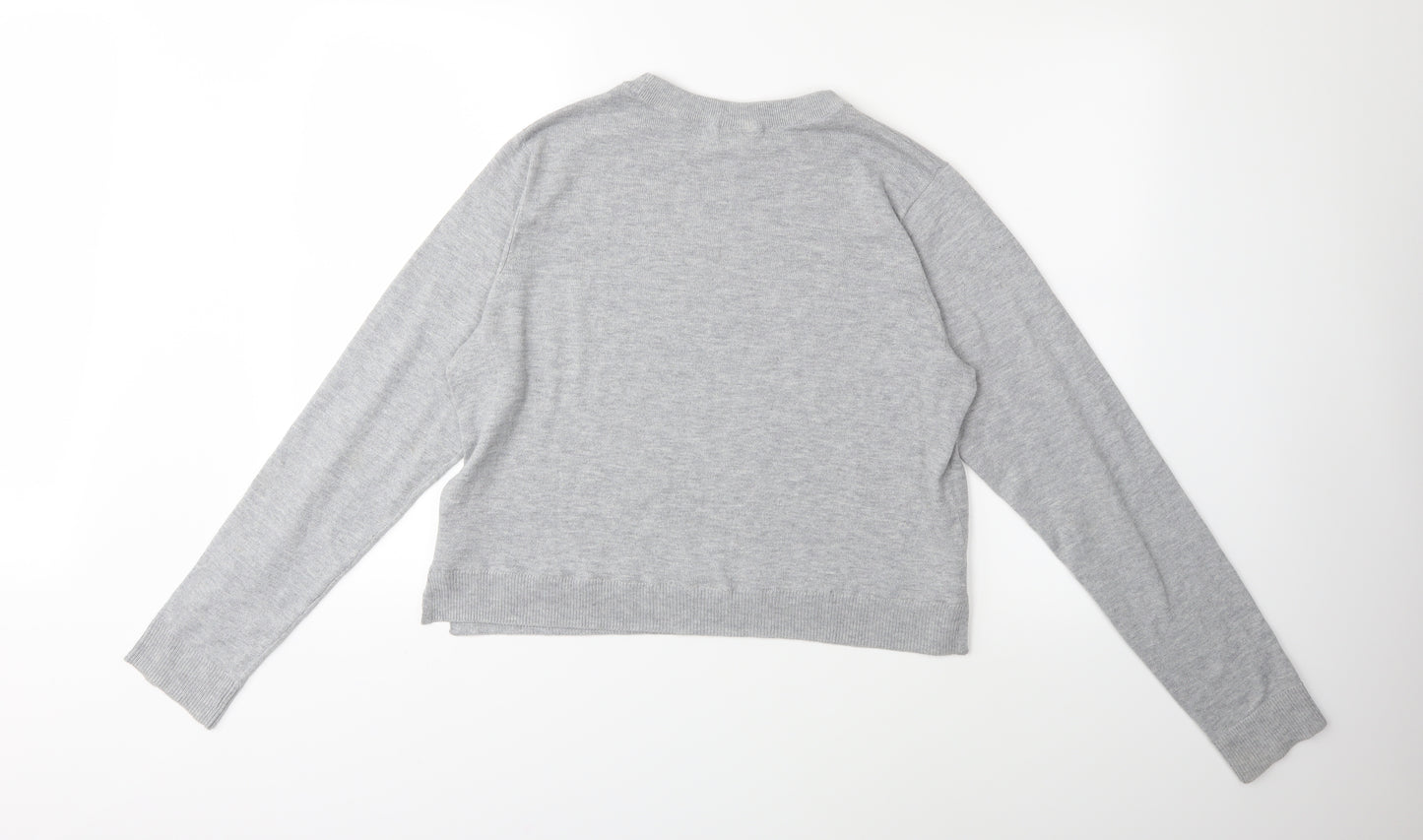 H&M Womens Grey  Knit Pullover Jumper Size L