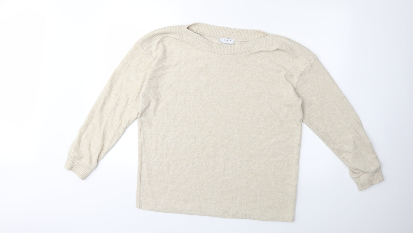 Papaya Womens Beige   Pullover Sweatshirt Size M