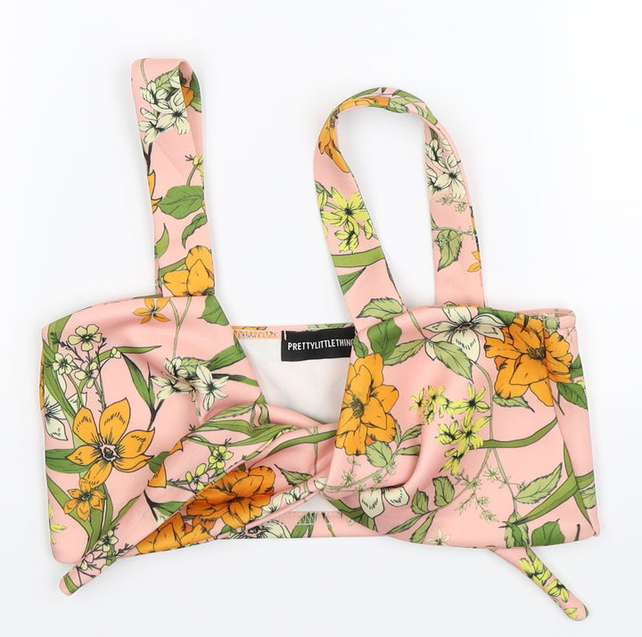 PRETTYLITTLETHING Womens Pink Floral Basic Tank Size 10