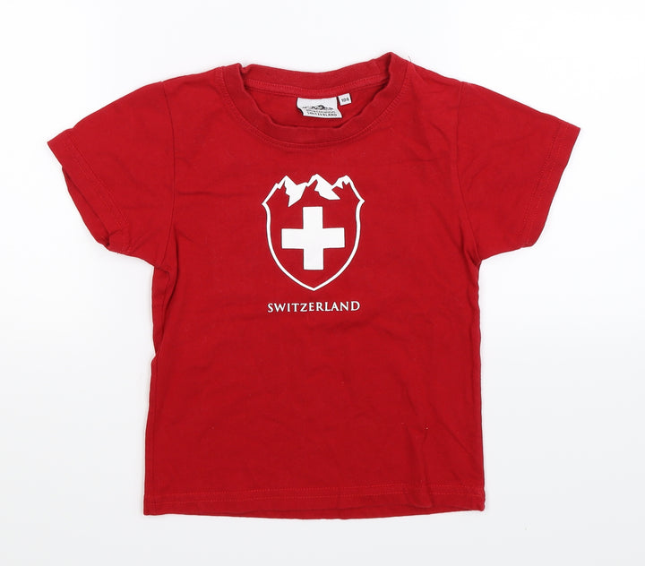 Alba Creation Boys Red Basic T-Shirt Size 4 Years