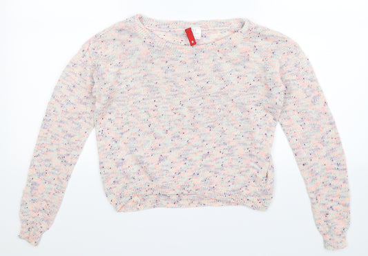 Front view of Divided women’s multicoloured knit jumper, size UK 8