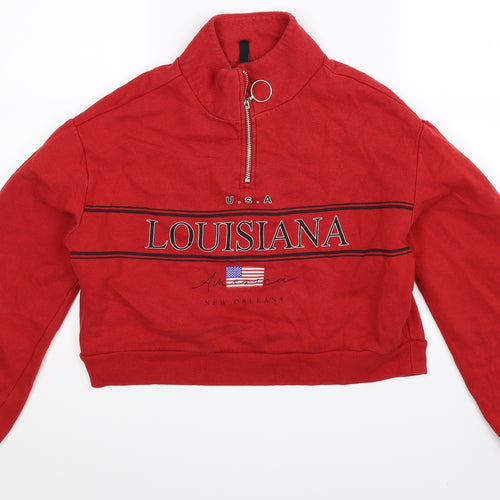 Divided Womens Red   Pullover Sweatshirt Size S