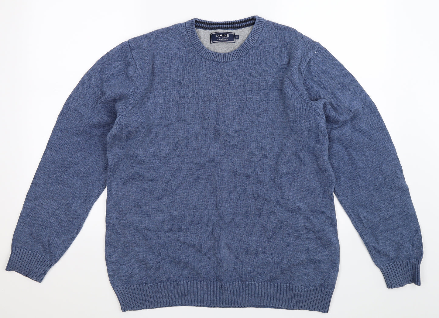 Maine Mens Blue  Knit Pullover Jumper Size M