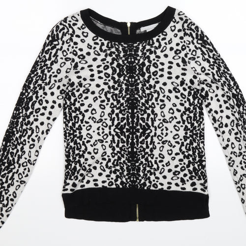 H&M Womens Multicoloured Animal Print Knit Pullover Jumper Size XS