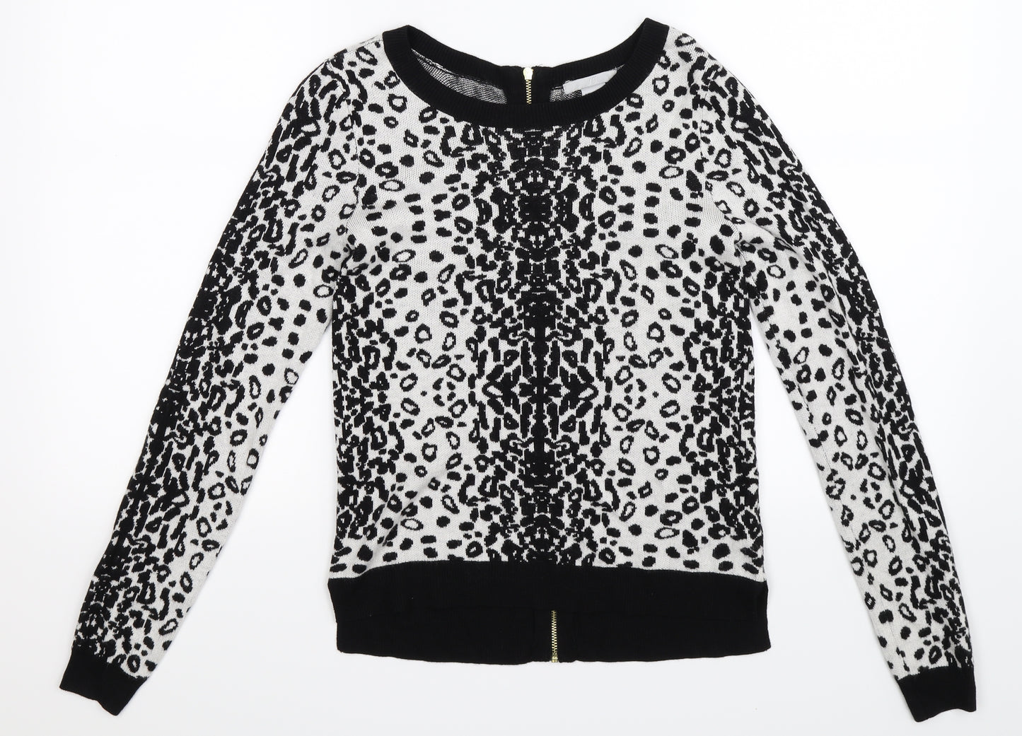 H&M Womens Multicoloured Animal Print Knit Pullover Jumper Size XS