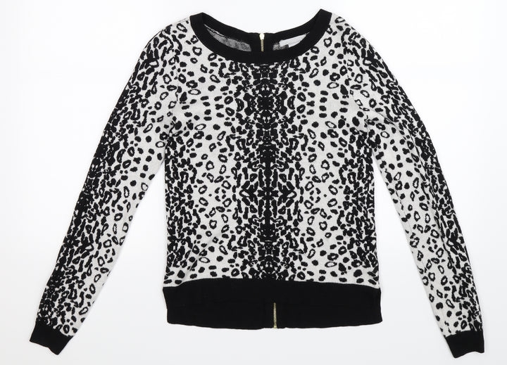 H&M Womens Multicoloured Animal Print Knit Pullover Jumper Size XS