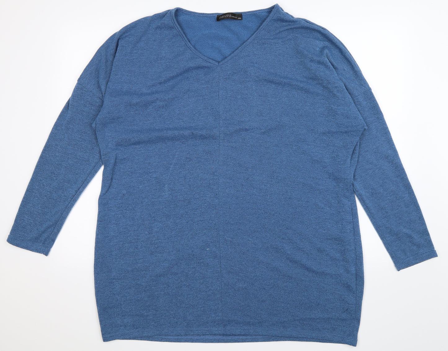 Zanzea Womens Blue  Knit Pullover Jumper Size 4XL