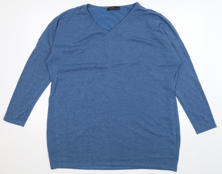 Zanzea Womens Blue  Knit Pullover Jumper Size 4XL