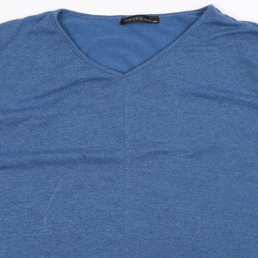 Zanzea Womens Blue  Knit Pullover Jumper Size 4XL