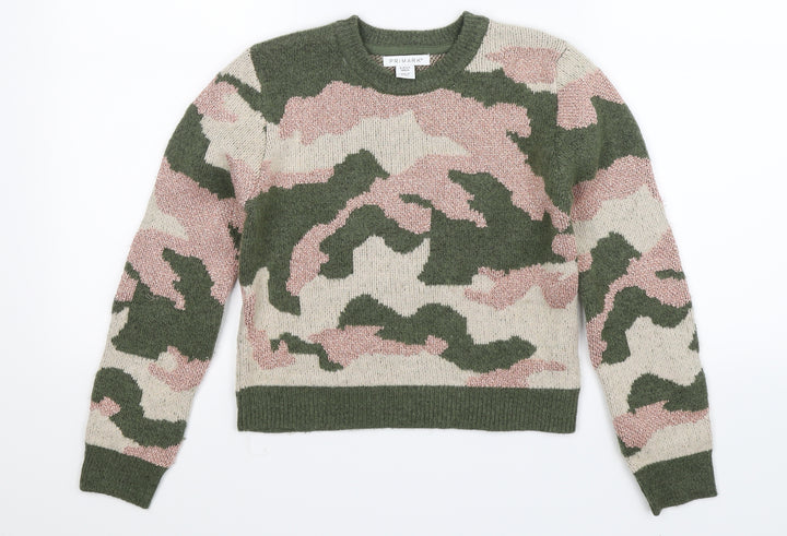 Primark Boys Multicoloured Camouflage Knit Pullover Jumper Size 9-10 Years