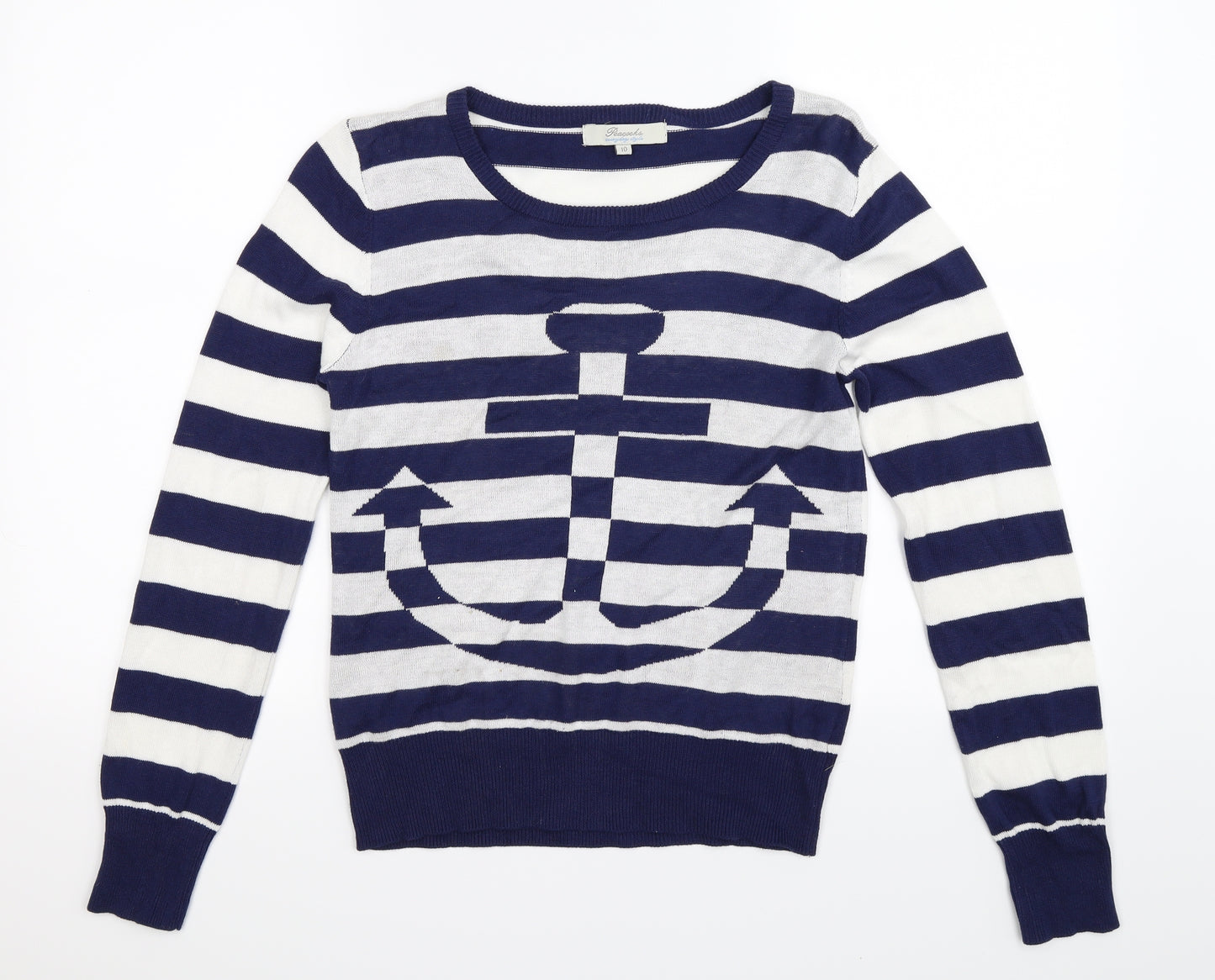 Peacocks Womens Blue Striped Knit Pullover Jumper Size 10