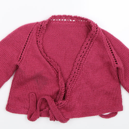 Preworn Girls Pink  Knit Cardigan Jumper Size S