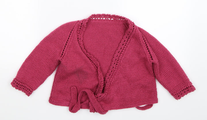 Preworn Girls Pink Knit Cardigan Jumper Size S