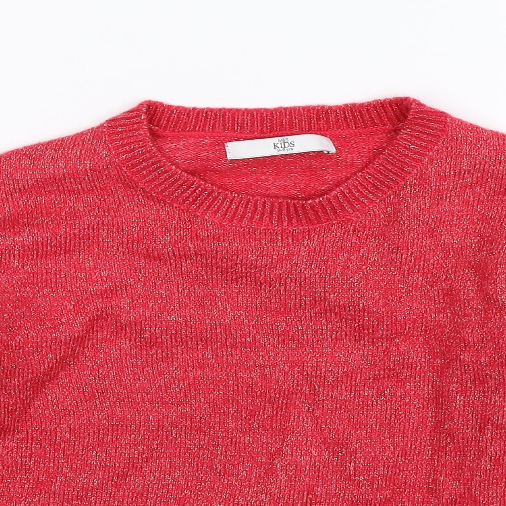 Marks and Spencer Girls Pink  Knit Pullover Jumper Size 8-9 Years