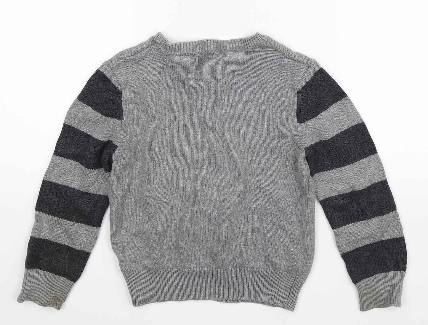 OshKosh B’gosh Boys Grey Striped Knit Pullover Jumper Size 4 Years