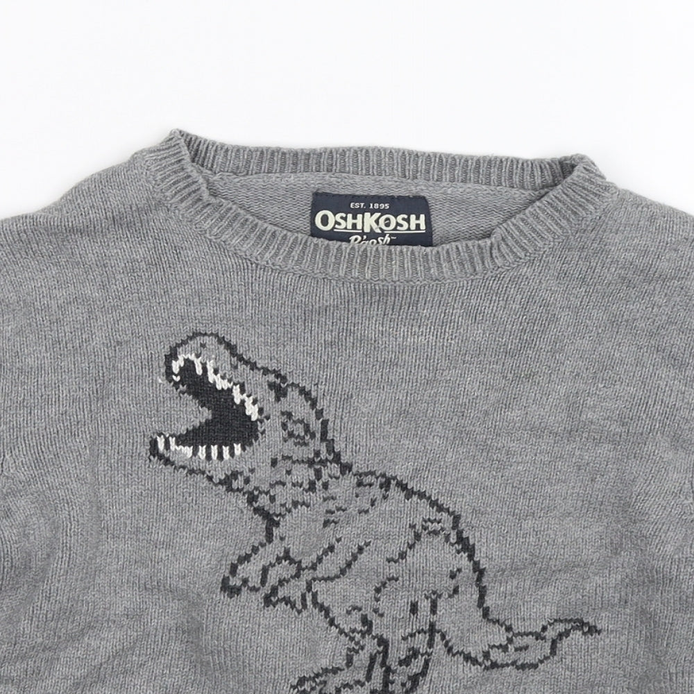 OshKosh B’gosh Boys Grey Striped Knit Pullover Jumper Size 4 Years
