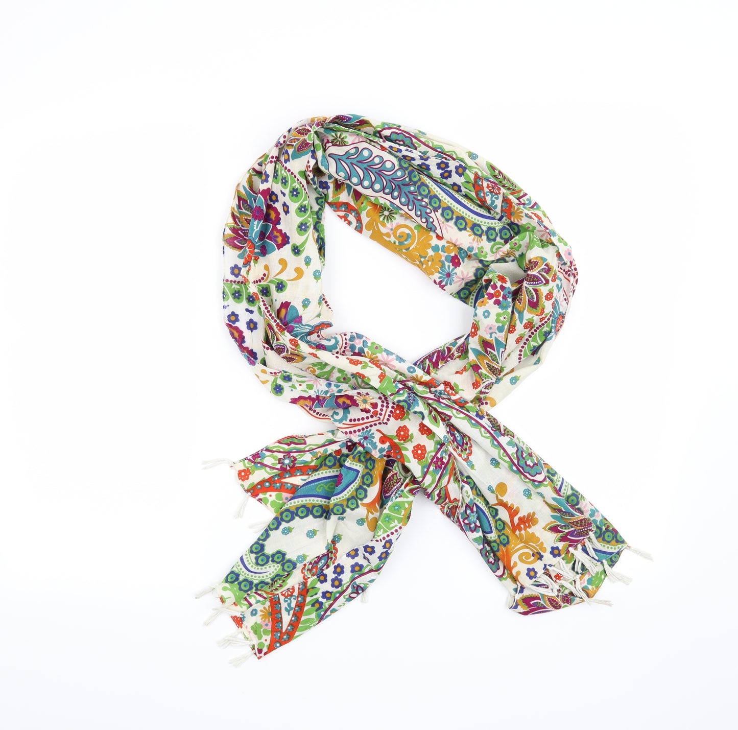 Preworn Womens White Paisley   Scarf