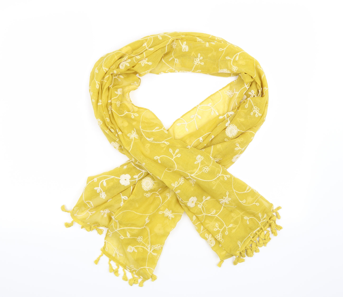 Preworn Womens Yellow Floral   Scarf