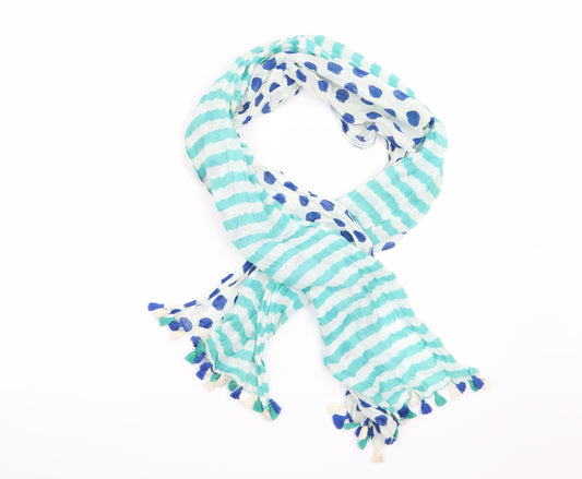 Front view of Preworn women’s white striped scarf