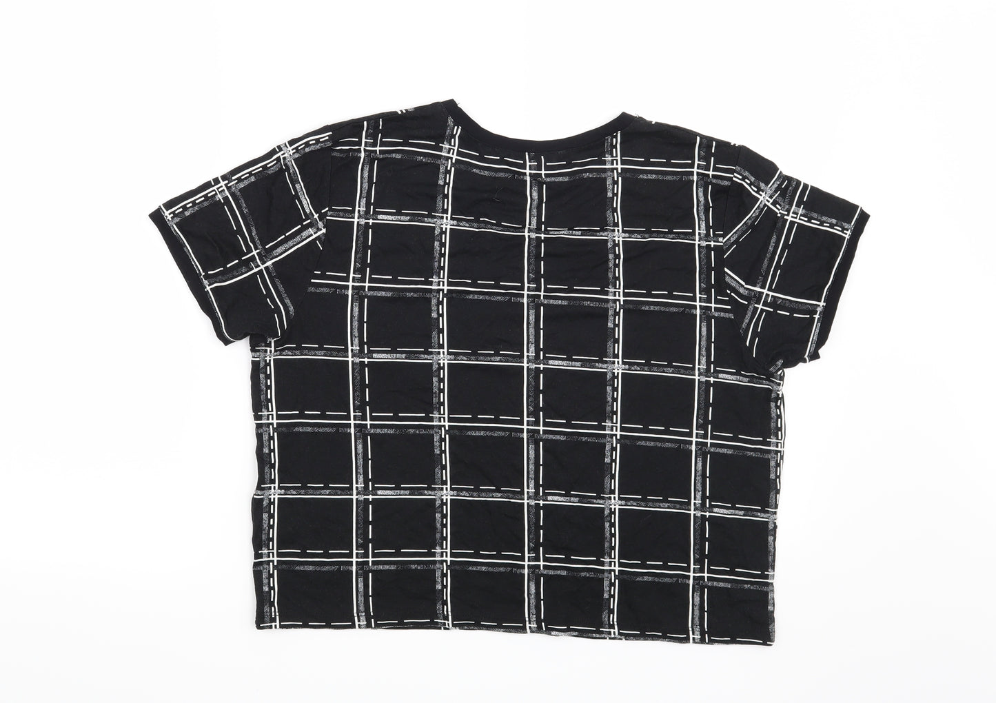 Select Womens Black Check  Basic T-Shirt Size 16