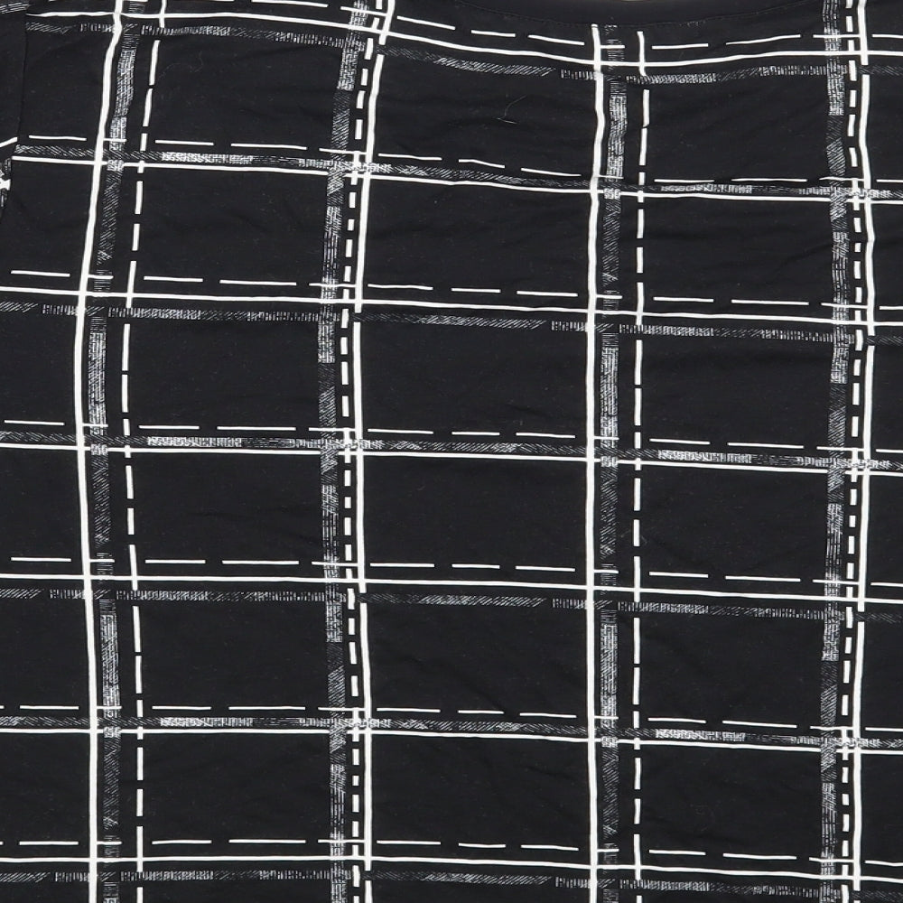 Select Womens Black Check  Basic T-Shirt Size 16