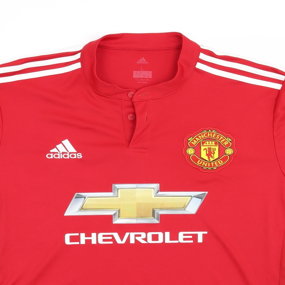 adidas Mens Red    T-Shirt Size L  - Manchester United