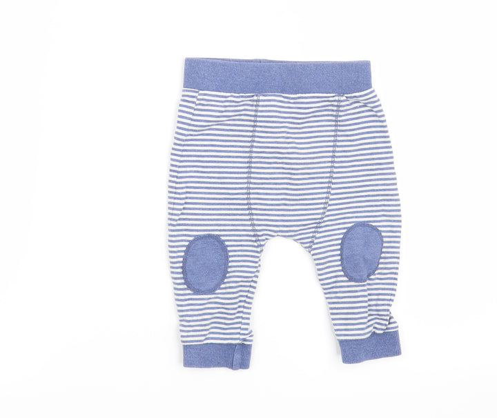 Mini Club Boys Blue Striped  Sweatpants Trousers Size 6-9 Months