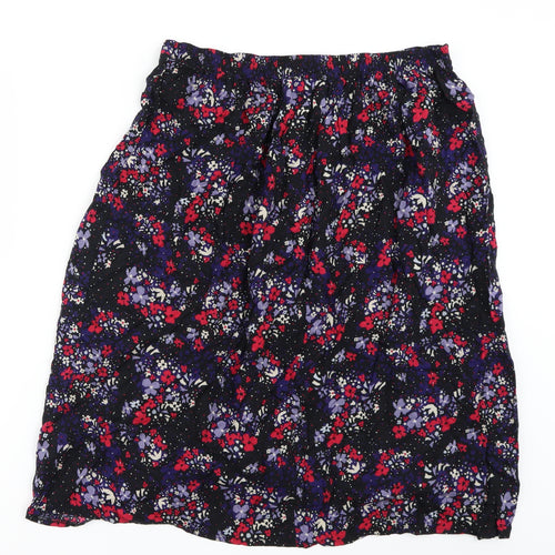 BM Womens Black Floral  Flare Skirt Size 16
