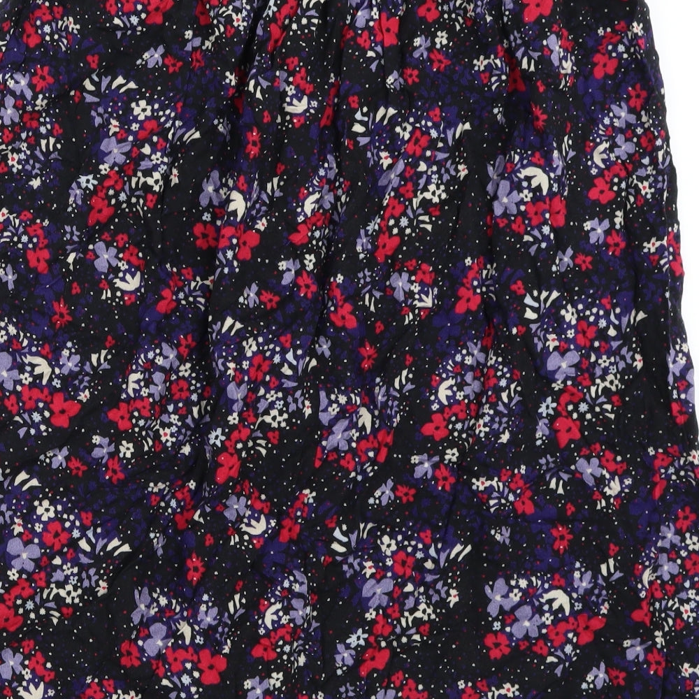 BM Womens Black Floral  Flare Skirt Size 16
