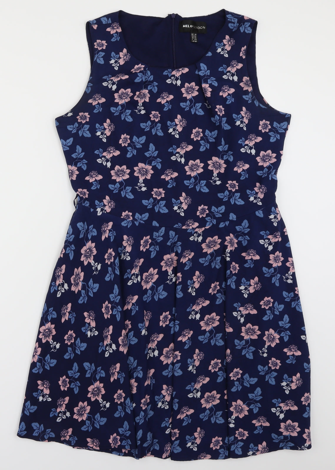 Mela London Womens Blue Floral  A-Line  Size 14
