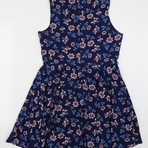 Mela London Womens Blue Floral  A-Line  Size 14