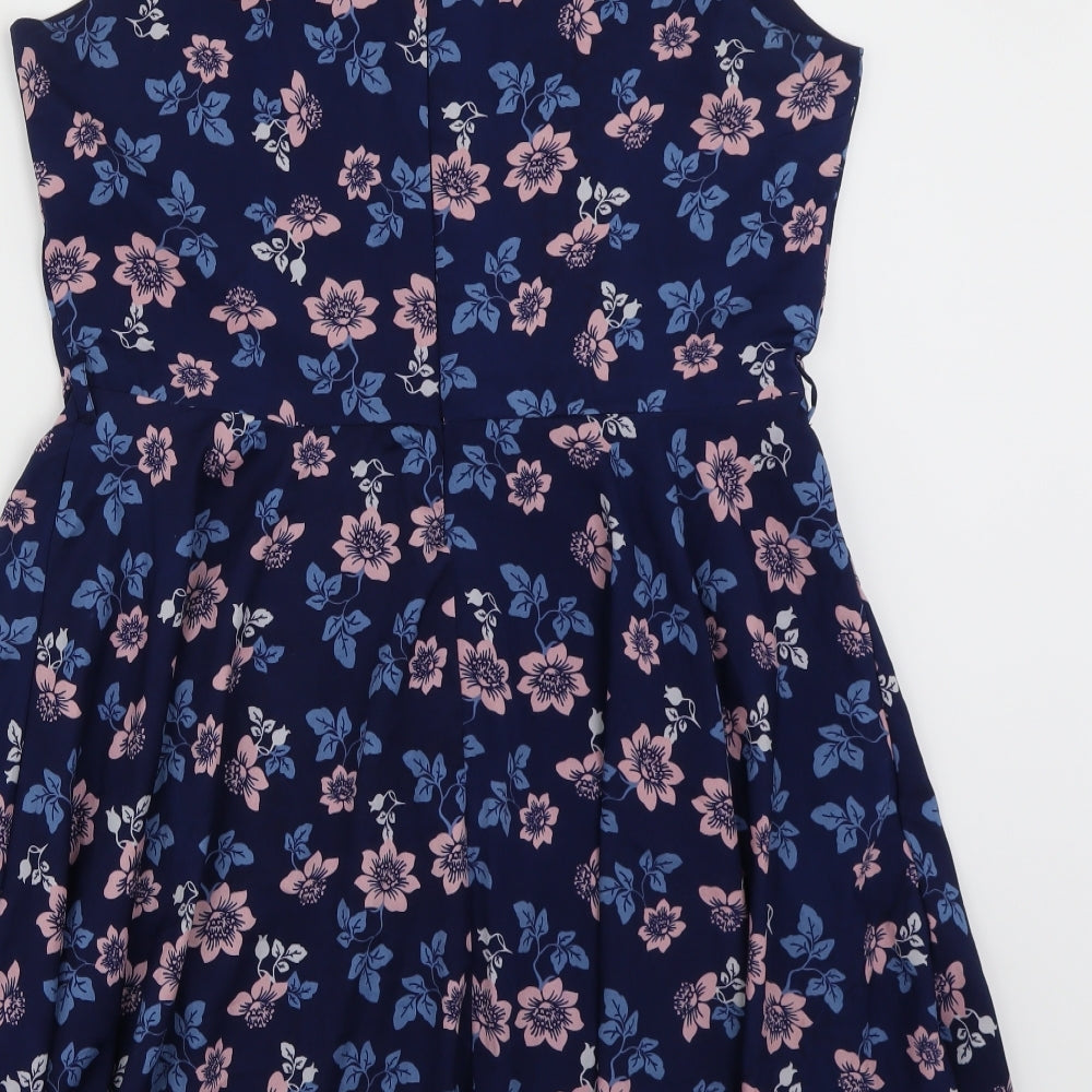 Mela London Womens Blue Floral  A-Line  Size 14