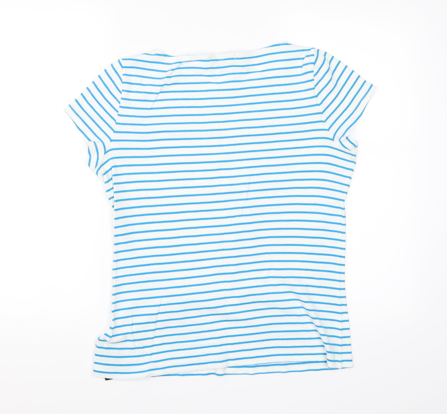 Ralph Lauren Womens Blue Striped  Basic T-Shirt Size L