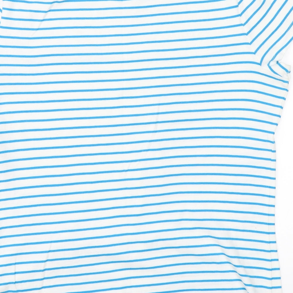 Ralph Lauren Womens Blue Striped  Basic T-Shirt Size L