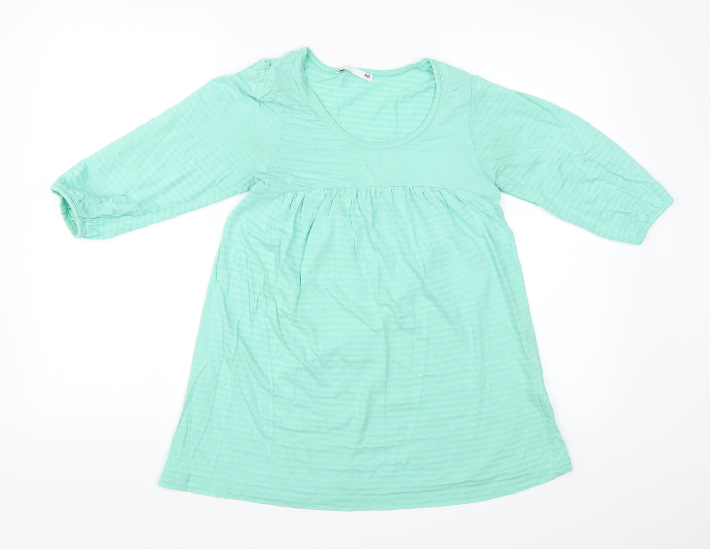 EA Womens Green Striped  Basic T-Shirt Size 10
