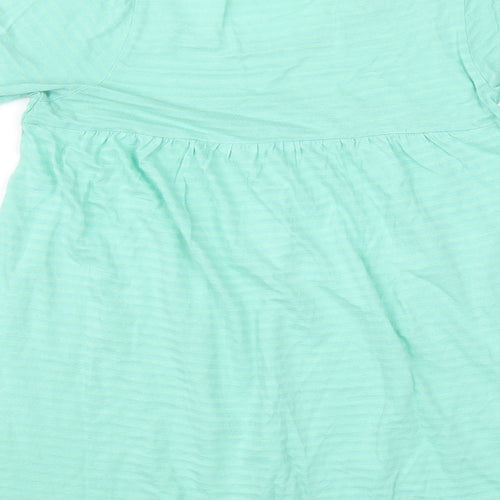 EA Womens Green Striped  Basic T-Shirt Size 10