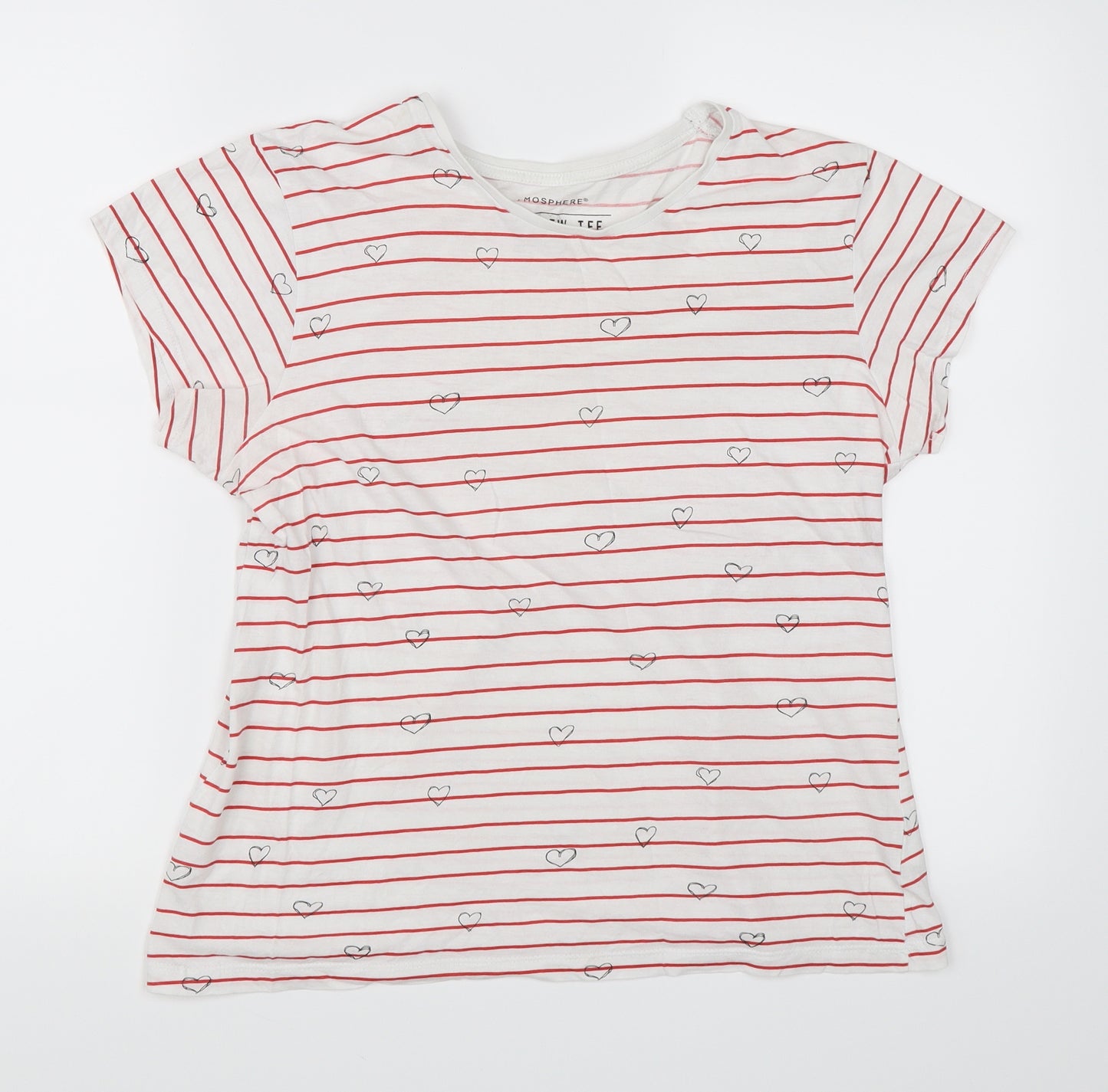 Atmosphere Womens White Striped  Basic T-Shirt Size 14