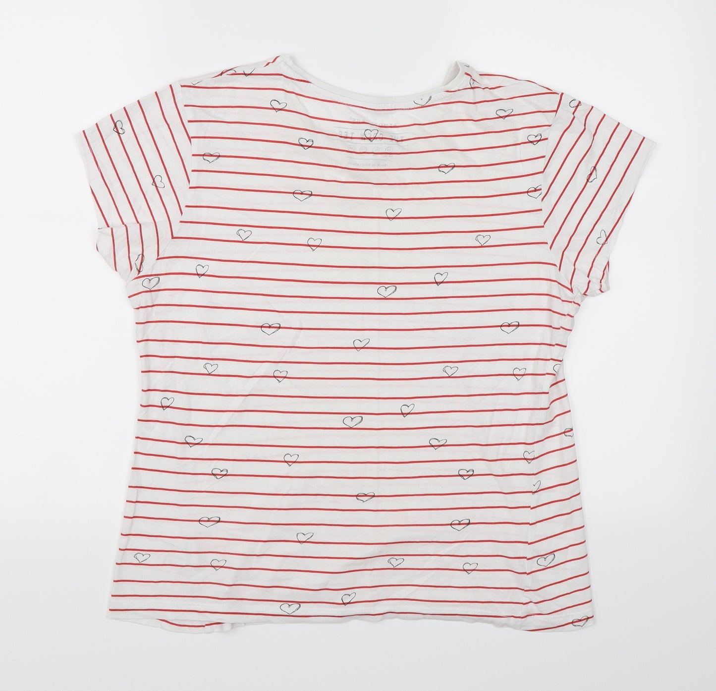 Atmosphere Womens White Striped  Basic T-Shirt Size 14