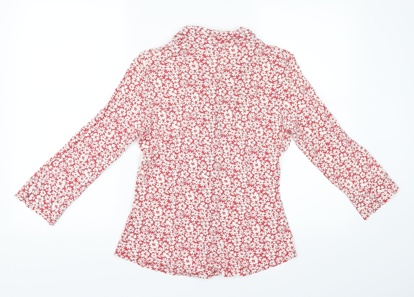 L.K. Bennett Womens Red Floral  Basic T-Shirt Size 10
