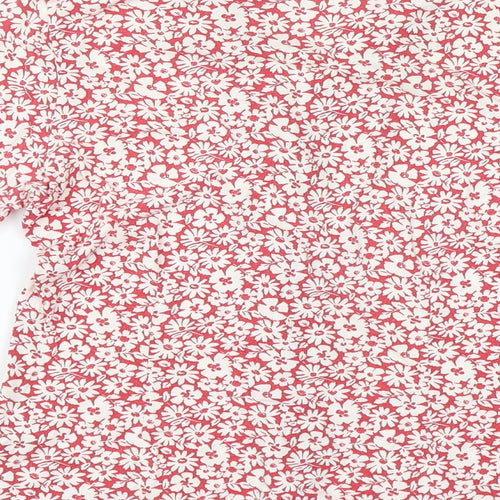 L.K. Bennett Womens Red Floral  Basic T-Shirt Size 10