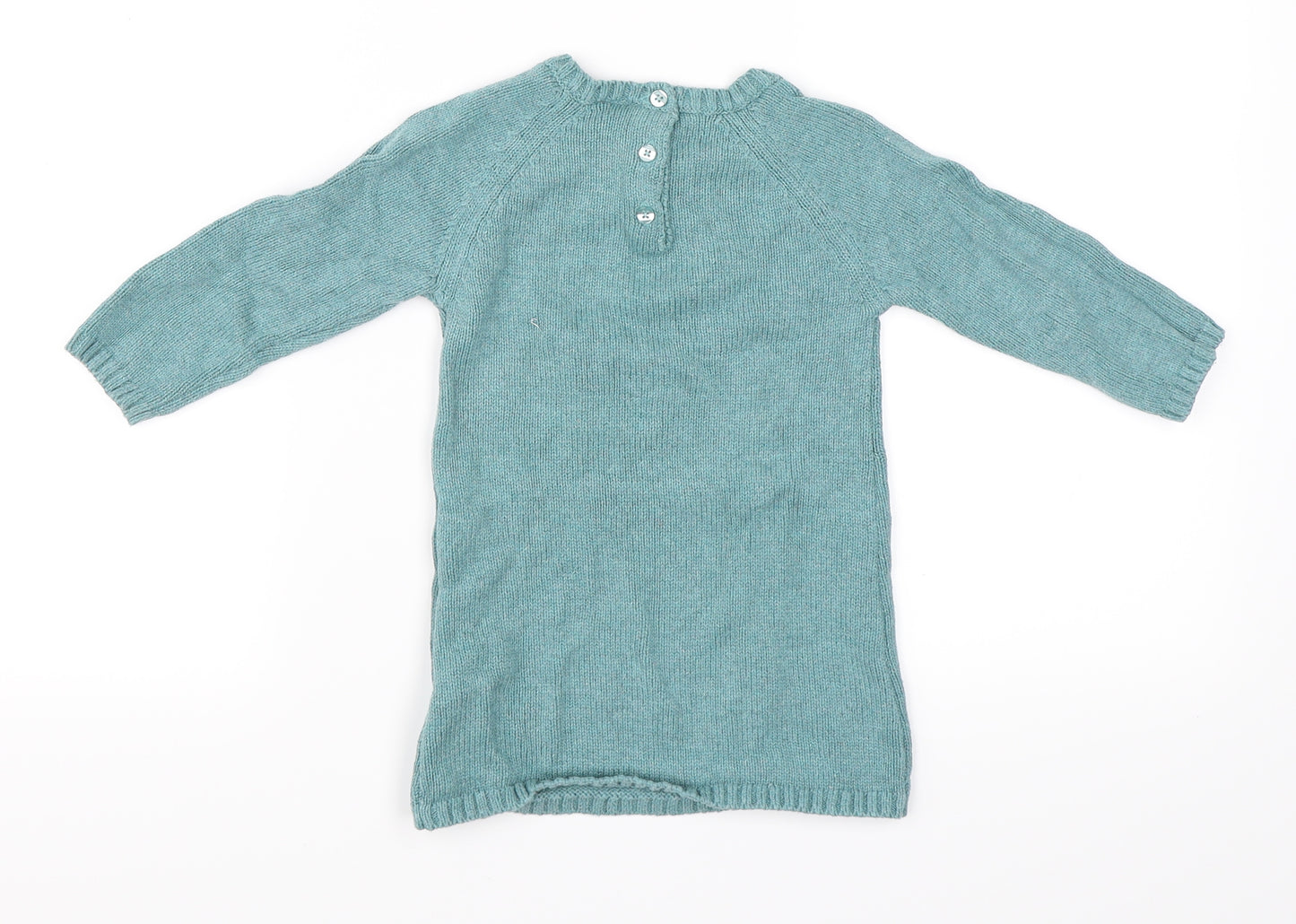 NEXT Girls Blue   Jumper Dress  Size 12-18 Months  - Swan Print Dress