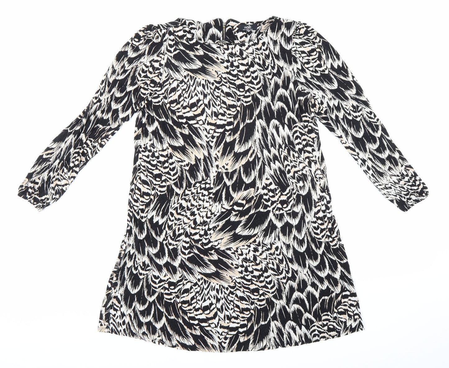 Wallis Womens Black Floral  A-Line  Size 14